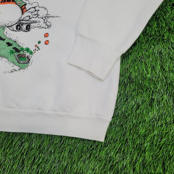 Vintage 80s Funny Tiger Plane Sweatshirt Womens Large 20x22 Miami - Picture 4 of 12